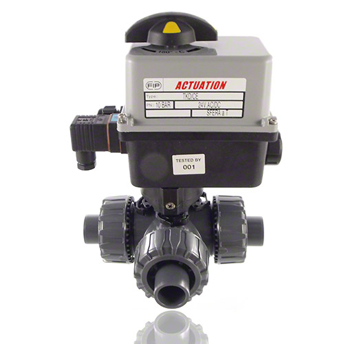 PVC U 3/2-Wege-Kugelhahn , elektrische Ausf&uuml;hrung