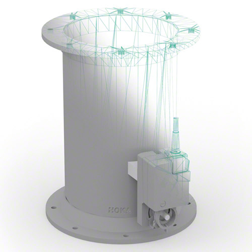 PPs Regelklappe mit&nbsp; Flanschen vorgerichtet f&uuml;r Stellmotor, Ausf&uuml;hrung 2 mit Anschlag f&uuml;r Klappenblatt